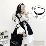 Black long-sleeved five-piece set + necklace + flower + white socks + petticoat