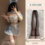 Maid outfit + long black stockings