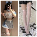 Maid outfit + model's same style of white stockings