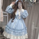Sky blue long-sleeved Lolita dress