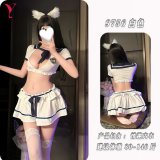 Pure and innocent schoolgirl outfit + matching stockings + matching long hairband