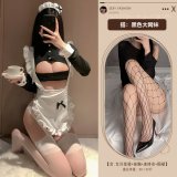 Maid + Black Fishnet Stockings