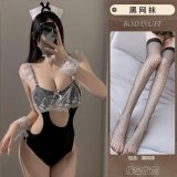 Maid outfit + black fishnet stockings