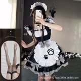 Maid outfit + black fishnet stockings