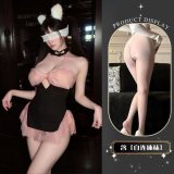 Maid outfit + white open crotch stockings