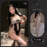 Maid outfit + white pantyhose