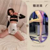 Maid with semen extraction + white fishnet stockings