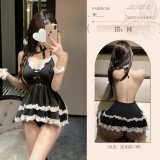 Maid [skirt + bracelet + neck ring + white open-crotch stockings]