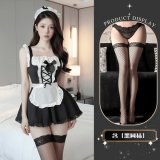 Maid uniform + black fishnet stockings