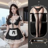 Maid uniform + black fishnet stockings