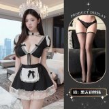 Maid uniform + black stockings