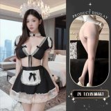 Maid uniform + white open-crotch stockings