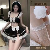 Maid outfit + white fishnet stockings