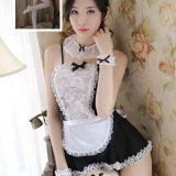 Maid + White Open Crotch Stockings