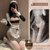 Maid + white suspender stockings + nipple covers