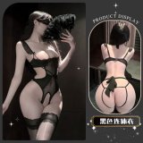 Wild Jujube*Black [Steel Support Lotus Leaf One-Piece Bodysuit]