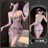 Rose petal-patterned cheongsam + T-shirt