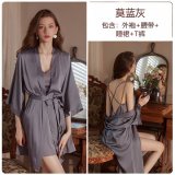 Moran gray (slip dress + T-shirt + outer robe + belt)