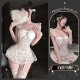 Muna Jingjing*White [Vest + T-shirt + Garterbelt]