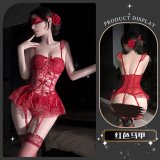 Muna Jingjing*Red [Vest + T-shirt + Garterbelt]