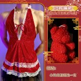 Halter nightgown + bear-shaped low-temperature candle