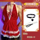 halter-neck nightgown + traction rope