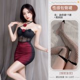 Dark floral pattern + black fishnet stockings