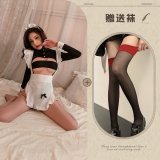 Maid with semen extraction + black stockings with red trim