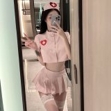 Nurse uniform + white lace stockings