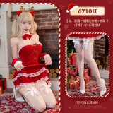 NY1SQT010129◆Christmas Reindeer◆Red【Headband + Halter Dress + Arm Sleeves * 2 + T-shirt】+White Stockings