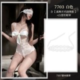 NY1SYT005984◆Extra Large◆White【Open Crotch Bodysuit】+White Eye Mask