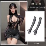 NY1WZT003165◆Secretly Teasing◆Black【Single Mesh Dress】+Black Gloves