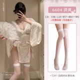 NY1ZFT004830◆Cherry Blossom Romance◆Pale Yellow【Bra + Top + Skirt + Waist Belt + Thong】+White Stockings