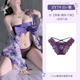NY1ZFT005212◆Enchantment in the Night◆ White + Purple [Kimono + Obeisise + T-shirt] + Purple Underwear