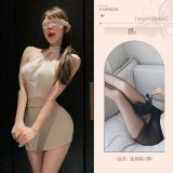 OL Secret Love Robe + Black Open Crotch Stockings + Eye Mask