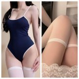 bodysuit + white boxer stockings