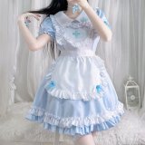 Milk blue [skirt + apron + necklace + bracelet + leggings + headpiece]