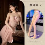 Pink and white open-crotch socks