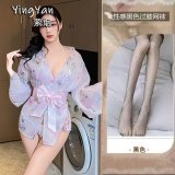 0833 Pink + Black Fishnet Stockings