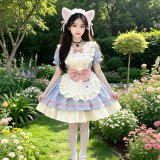Powder blue OP skirt + free bow + free apron + free headpiece