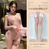Pink (halter neck tie dress + bow-tie stockings)
