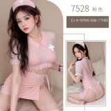 Pink outfit (top + suspender skirt + headband + thong)