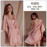 Pink (slip dress + thong + outer robe + belt)