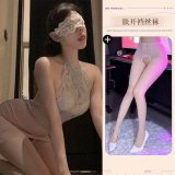Pink skirt + white open-crotch stockings