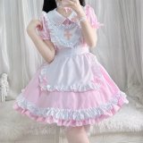 Light pink [skirt + apron + necklace + bracelet + leggings + headpiece]