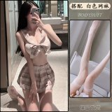 Pink JK uniform set + white fishnet stockings