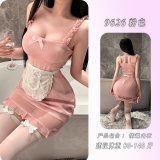 Pink maid outfit + matching bow stockings