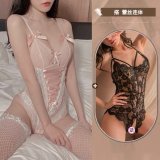 Pink bodysuit + lace bodysuit, comes with a pair of socks