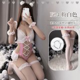 Onesie maid [pink] + white headband + white socks