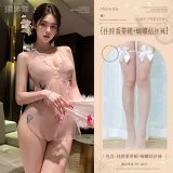 Pink (halter neck tie dress + bow-tie stockings)